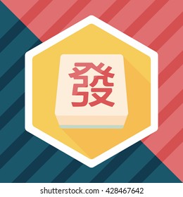 Chinese mahjong flat icon with long shadow,eps10