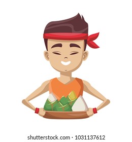 Chinese man eating rice