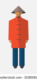 Chinese man. Flat illustration.