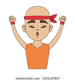 Chinese man with hands up cartoon