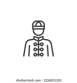 Chinese man line icon. linear style sign for mobile concept and web design. Traditional Chinese clothes outline vector icon. Symbol, logo illustration. Vector graphics