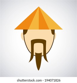 Chinese man over gray background, vector illustration