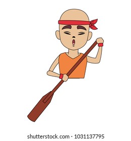 Chinese man with paddle, dragon boat festival