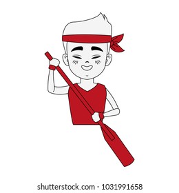 Chinese man with paddle, dragon boat festival