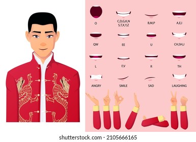 Chinese Man in Tang Suit Lip Sync and Mouth Animation with Expressions And Hand Gestures