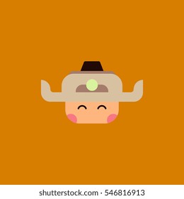 Chinese man Vector illustration in flat style Chinese man face in traditional headdress