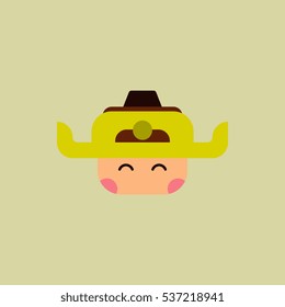 Chinese man Vector illustration of Chinese new year celebration in flat style Chinese man face in traditional headdress