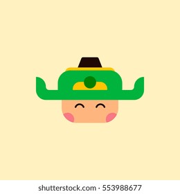 Chinese man Vector illustration of Chinese new year celebration in flat style Chinese man face in traditional headdress