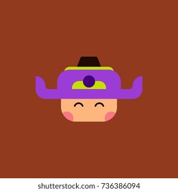 Chinese man Vector illustration of Chinese new year celebration in flat style Chinese man face in traditional headdress