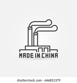 Chinese manufacturing icon - vector thin line MADE IN CHINA concept symbol or design element