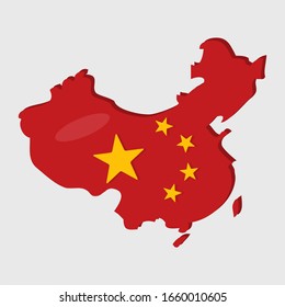 Chinesische Karte mit chinesischer Nationalflagge in der Vektorillustration