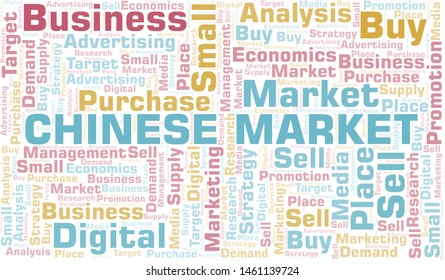 Chinese Market word cloud. Vector made with text only