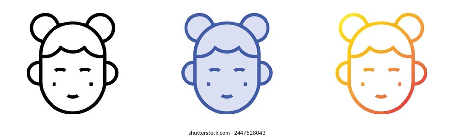 chinese mask icon. Linear, Blue Fill and Gradient Style Design Isolated On White Background
