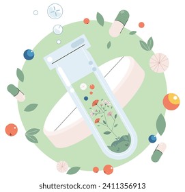 Chinese medicine vector illustration. The Chinese medicine concept is garden where remedies bloom for wellness A healthy lifestyle is dance, and Chinese medicine is partner in rhythm health