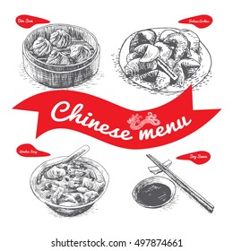 Chinese menu illustration. Vector illustration of Chinese cuisine.