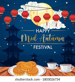 Chinese mid autumn festival background illustration