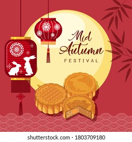 Chinese mid autumn festival background illustration