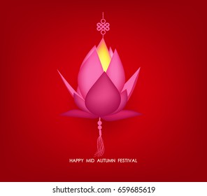 Chinese mid autumn festival background. Lotus lantern