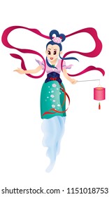 Chinese Mid Autumn Festival design with the goddess Chang Er. Isolated.
