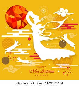 Chinese Mid Autumn Festival design. Chinese wording translation: Mid Autumn. Chinese moon cake festival. Stamp: Blessed Feast