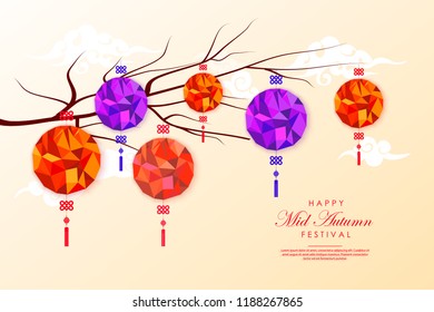 Chinese Mid Autumn Festival design. Chinese wording translation: Mid Autumn. Chinese moon cake festival. Stamp: Blessed Feast