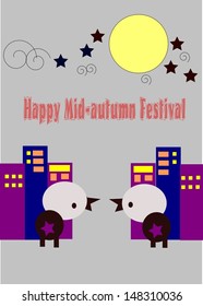 Chinese mid autumn festival, also known as moon festival, cartoon celebration