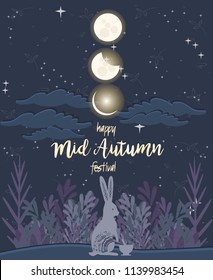 Chinese Mid Autumn Festival poster. Editable vector illustration