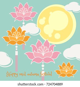 Chinese Mid Autumn Festival template design. Vector illustration. Abstract background.