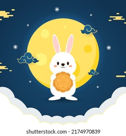 Chinese Mid autumn festival vector design with Mid Autumn Festival in chinese caption.