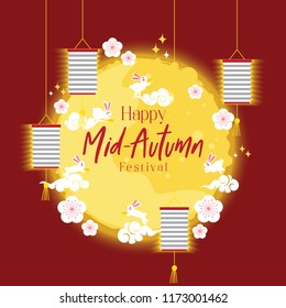 Chinese Mid-Autumn Festival Vector, Chinese translate, Illustration Can be Use for Greeting Invitation Card, Poster, Postcard.