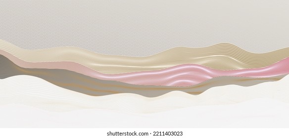 Chinese modern  wavy lines landscape mountains. Vector abstract Illustration for web.