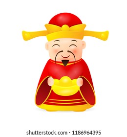 Chinese Money God character. Clipart image isolated on white background