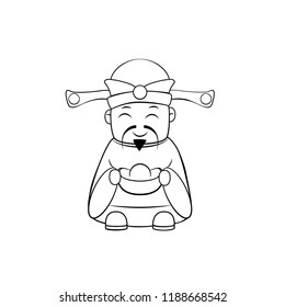 Chinese Money God character outline. Clipart image isolated on white background