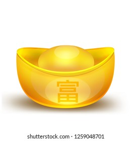Chinese money gold isolated vector elements for artwork Happy chinese new year 2019 wealthy, Zodiac sign for greetings card, Chinese Translation rich, posters, brochure, banners, calendar