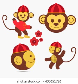 Chinese Monkey set  over white color  backdrop