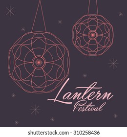 Chinese moon cake festival greetings with typography/Mid autumn celebration with Chinese text/abstract background design/Chinese lantern line drawing/