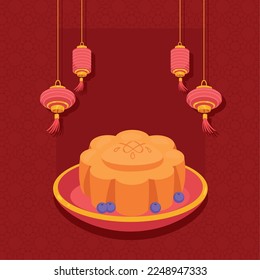 chinese moon cake and lanterns