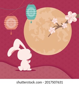Chinese Moon Festival Rabbit And Fullmoon