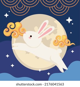Chinese Moon Festival Rabbit With Fullmoon