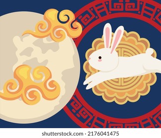 chinese moon festival rabbit jumping