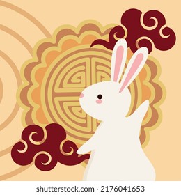 chinese moon festival rabbit with mooncake