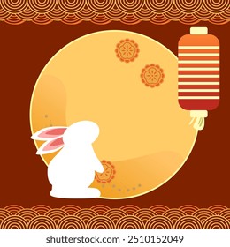 Chinese Moon Festival.design with rabbits, lantern, mooncake seamless