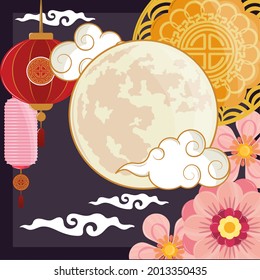 chinese moon flowers with lanterns decoration