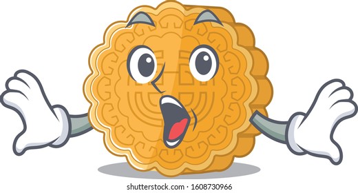 Chinese mooncake cartoon character design on a surprised gesture