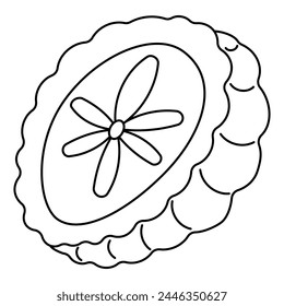 Chinese mooncake icon. An Asian pastry traditionally consumed during the Mid-Autumn Festival along with Chinese tea. line doodle coloring . Element, simple symbol