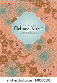chinese motif background cherry blossom template vector/illustration