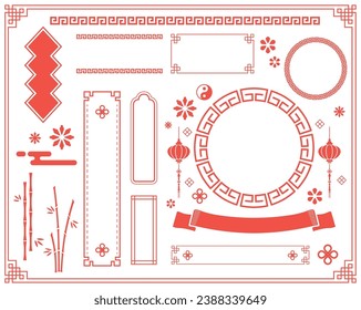 Diseño de marcos con motivos chinos. Patrones, patrones e ilustraciones chinos