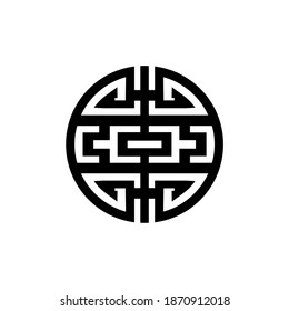 Chinese Motif Ornamental. Oriental Icon Symbol. Vector Illustration