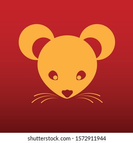 Chinese Mouse in traditional paper cut style. Happy Chinese New Year 2020 year of the rat.Vector illustration