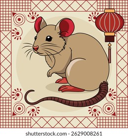 Chinese Mouse Zodiac Sign Astrology Vector